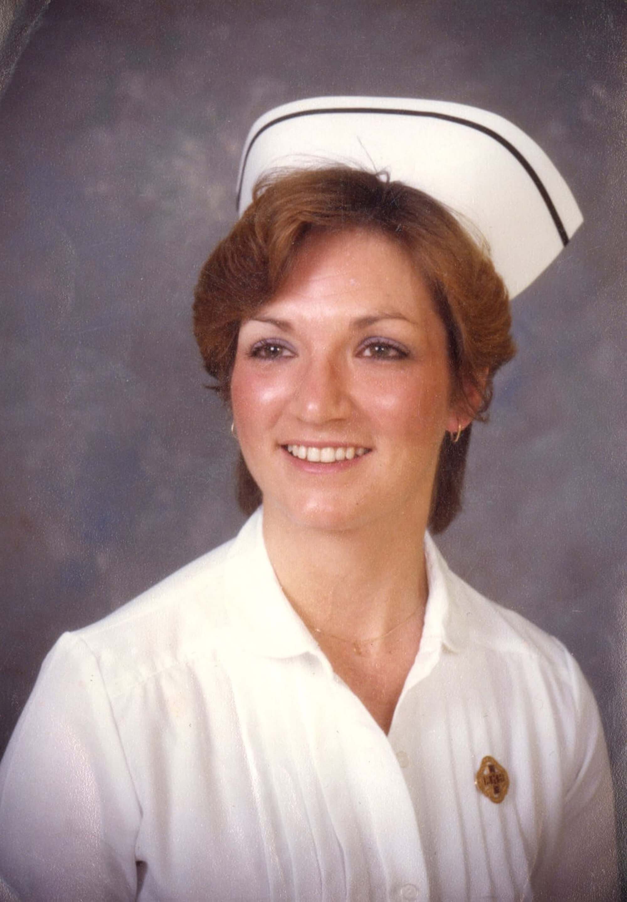 After high school, Lonni Schicker worked as a nurse's aide and a technician in the burn unit at what was then St. John's Mercy Medical Center. She completed the two-year diploma nursing program at Missouri Baptist University in 1983. Here she is shown in her graduation picture. She was 26.